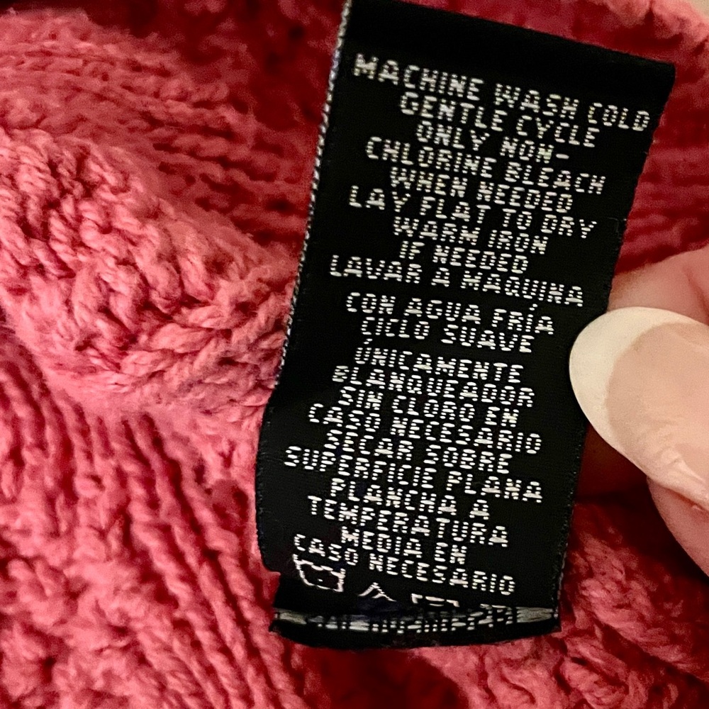 Vintage Polo Ralph Lauren Pink Cable Knit Hooded Sweater - Size Small - EUC 🌟 - Picture 12 of 15